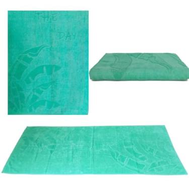 Imagem de Toalha de Praia Gigante Premium, Algodão Felpudo Aveludado, Anti-Areia, para Piscina e Praia, Disponível em Rosa, Azul, Verde e Amarelo (Verde)