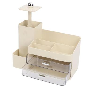 Imagem de YOUTHINK Organizador de Cosméticos de Mesa, Armazenamento de Maquiagem de Vários Compartimentos de Plástico Durável Com Gavetas Transparentes para Uso Em Vaidade e Banheiro (Creme Branco)