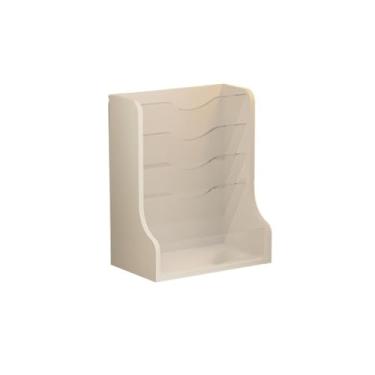 Imagem de Escritório Organizador de mesa com 5 bolsos, porta-revistas vertical para acessórios escritório e artigos papelaria Organizador de mesa(Branco)