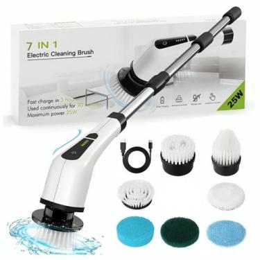 Imagem de Escova Limpeza Elétrica 7 em 1 Mop Esfregão Piso Banheiro Recarregável