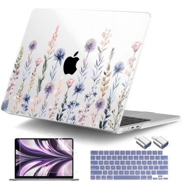 Imagem de DONGKE Capa para MacBook Air de 13,6 polegadas 2025 2024-2022 A3240 A3113 A2681 M4 M3 M2 Chip Touch ID, capa rígida de plástico e capa de teclado e adaptador tipo C para MacBook Air de 13 polegadas M4