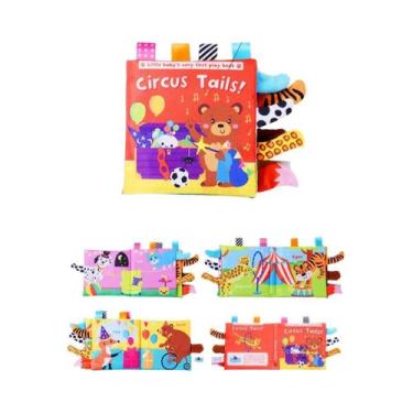 Imagem de Brinquedos Cognitivos Infantis Livro De Pano Com Caudas De Animais Pop