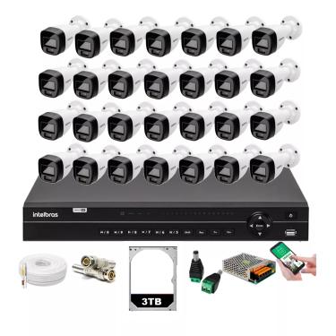 Imagem de Kit 28 Cameras Segurança Full Color Intelbras Dvr 32c Intelbras 3tb
