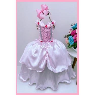 Imagem de Vestido Fantasia Luxinho Princesas Rosa Novo