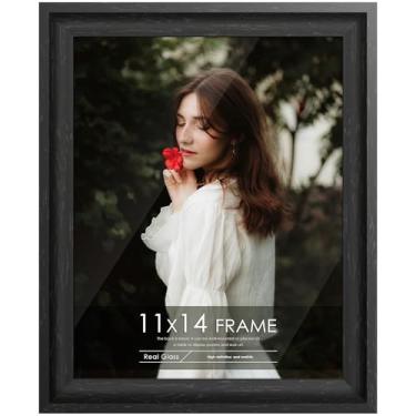 Imagem de Tinkeps Porta-retrato 28 x 35,5 cm com vidro real temperado. Molduras vintage curvadas com bordas extralargas. Exibição de pendurar e de mesa, molduras de parede de galeria para pôsteres e arte de