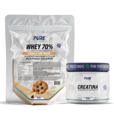 Imagem de Kit Whey Protein 70% Concentrado 900g + Creatina 500g Pure-Unissex