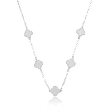 Imagem de Colar cinco trevos em prata legitima 925 com 60 cm - Manga Rosa Clube,