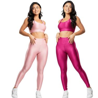 Imagem de KIT 2 Conjunto Fitness Top e Calça New Zig 3D Vekyo Roupa De Academia Treino Para Musculação-Feminino