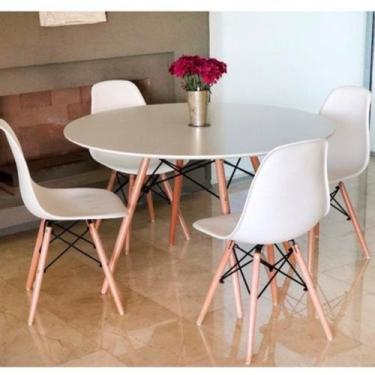 Imagem de Conjunto Mesa de Jantar 120cm com 04 Cadeiras Eiffel - Móveis La Bella