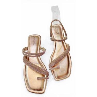 Imagem de sandalia rasteira feminina dedo luxo festas strass brilho glamourosa l