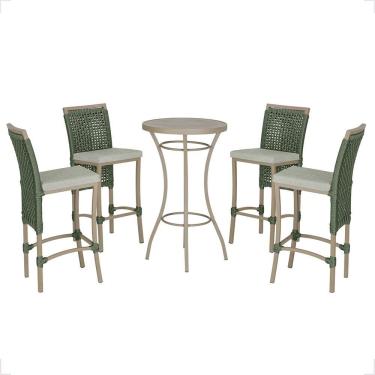 Imagem de Mesa Bistrô Com 4 Banquetas Roma Fendi Corda Náutica 3 Trama Verde