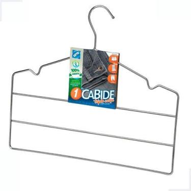 Imagem de Cabide Calçeiro para Roupas Triplo Aço Prateado Reforçado Suporte Orga