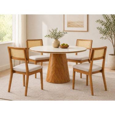Imagem de Sala de jantar redonda  4 cadeiras maciça Toscana- Imperial