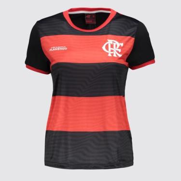 Imagem de Camisa Flamengo Emoção Feminina Listrada Vermelha - Braziline, M