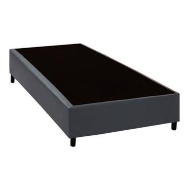 Imagem de Cama Box Solteiro Blindado Solteirão Estrutura em Madeira Sintético Cinza sem Baú com Pés Homequeen