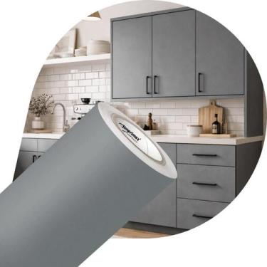 Imagem de Vinil Adesivo Envelopamento Móveis Fórmica Satin Cinza Nardo 0,61x5m -