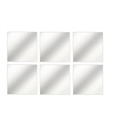 Imagem de WSWJDW 3D autoadesivo espelho banheiro adesivos de parede decalque Filme plástico espelho adesivos ladrilhos decoração da casa acrílico papel de parede decalque, 6 unidades, 0,1 mm de espessura
