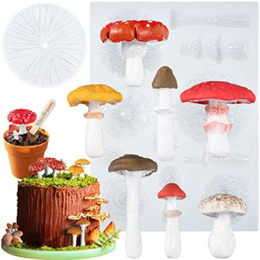 Imagem de FUNSHOWCASE Life Like Mushroom Polymer Clay Casting Silicone Molde e Veiner para Decoração de Bolos Fondant, Modelagem Chocolate