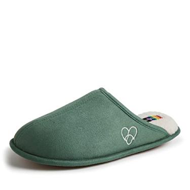Imagem de Dearfoams Unissex-Adulto Comemora Orgulho Scuff com Pantufa de Tamanho Inclusivo, Verde, 13-14 Women/11-12 Men