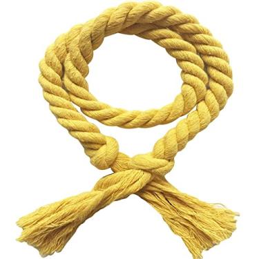 Imagem de Cortina de algodão de cor pura corda simples gravatas design sala de estar quarto francês janela suprimentos decoração para casa, amarelo, china