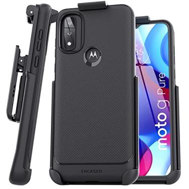 Imagem de Encased Capa protetora fina para Moto G Pure com clipe de cinto | Capa fina com coldre para telefone (preto) (Motorola G Pure)