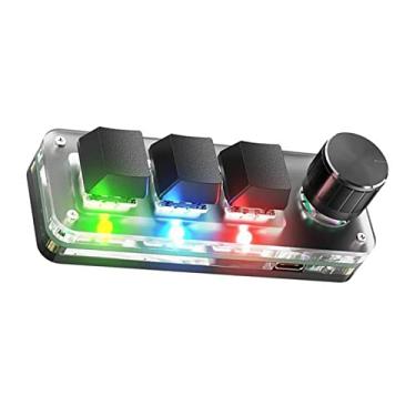 Imagem de TECKEEN Teclado programável tipo C para USB mini 3 teclas + 1 botão teclado mecânico para jogos