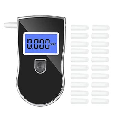 Imagem de Qudai Testador de álcool, bafômetro portátil com tela LCD com luz de fundo azul Bafômetro portátil com 20 bocais