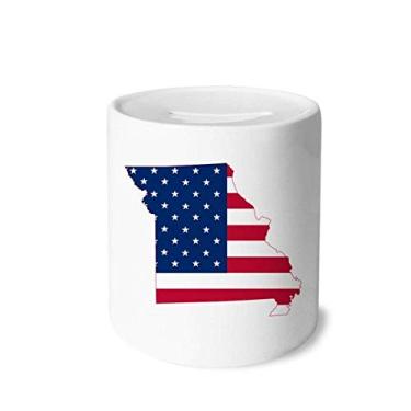 Imagem de DIYthinker Missouri USA Map Stars and Stripes Flag Shape Money Box Saving Banks Ceramic Coin Case Kids Adults