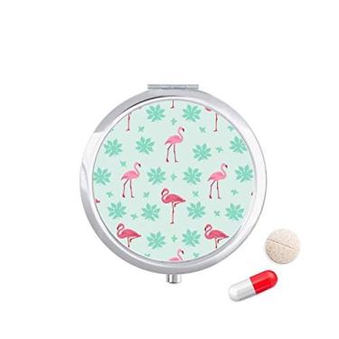Imagem de Caixa de armazenamento de medicamentos com estampa de flamingo rosa e verde