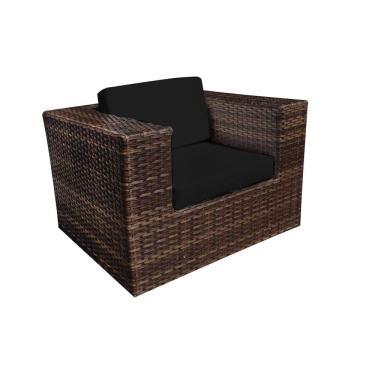 Imagem de Poltrona Quadrada em Junco Copacabana Almofada Preta - Argila