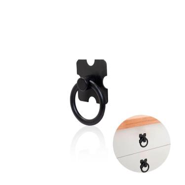 Imagem de Puxador Colonial Argola 37 mm Preto Fosco para Portas e Gavetas