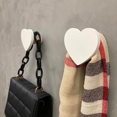 Imagem de Kit 4 Penduradores Ganchos De Parede Mdf Laminado Coração