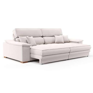 Imagem de sofá 3 lugares retrátil e reclinável lupin linho cru