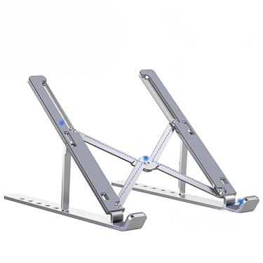 Imagem de Suporte para Notebook e Tablet Ergonômico em Alumínio, Dobrável e Portátil com Altura Regulável para Dispositivos de 10 a 17 Polegadas