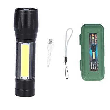 Imagem de Lanterna Recarregável USB Portátil Com Zoom e Lâmpada de Mão Lanterna Portátil LED Brilhante Com Luz Lateral COB para Camping, Caminhada, Emergência