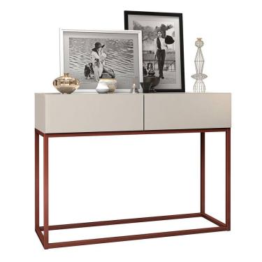 Imagem de Aparador Buffet Estilo industrial 2 Gavetas Off White com Cobre