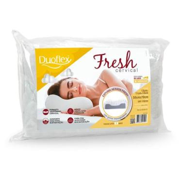 Imagem de Travesseiro Duoflex Fresh Cervical 50cm X 70cm Antiácaro Com Espuma Em