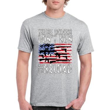 Imagem de Camiseta masculina These Colors Don't Run They Reload 2nd Amendment 2A Second Right American Flag Don't Tread on Me, Cinza, M