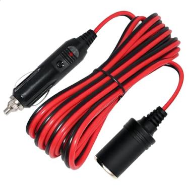 Imagem de Cabo de extensão para acendedor de cigarros 3FT - 14AWG Cabo carregador de carro 12-24v plugue macho para soquete fêmea Adaptador de alimentação 15A com luzes LED para compressor de ar bomba de pneu