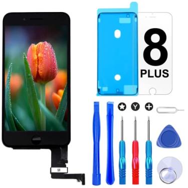 Imagem de Brinonac Tela de substituição para iPhone 8 Plus 5,5 polegadas LCD digitalizador tela sensível ao toque LCD conjunto completo com ferramentas e protetor de tela (preto)