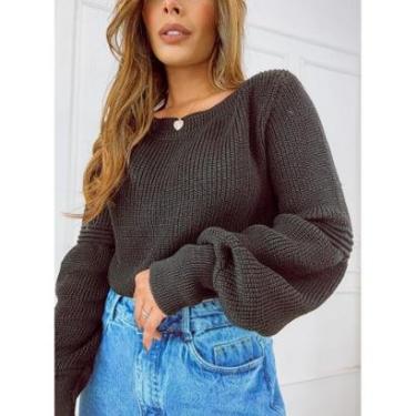 Imagem de Blusa de Frio Feminina Tricot Manga Bufante Moda Inverno-Feminino