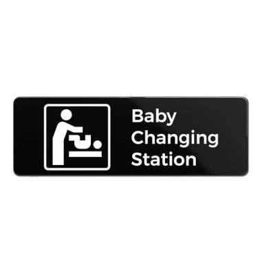 Imagem de Placa de trocador de bebê, plástico ABS durável com suporte adesivo completo, placa para porta ou parede do banheiro, 7,6 x 23 cm