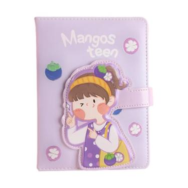Imagem de Joucien Página de título tridimensional colorida Hot Stamping Hand Ledger PU Magnetic Buckle Hand Ledger Student Girl Cute Notebook-Summer Fruit C
