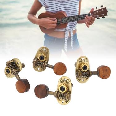 Imagem de Afinador de Cabeça de Máquina de Ukulele 2L2R, 4 Peças de Peças de Ajuste Ukulele de Bronze Com Buchas e Parafusos, Chave de Afinação Ukulele para Instrumentos Guitarra de 4 Cordas