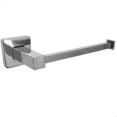 Imagem de Dona D Cor, Porta Papel Higiênico Cromado Papeleira Suporte De Parede Quadrado Para Banheiro Metal Com Barra Inox 304 Lavabo Acessorio Prata Brilhoso Luxo