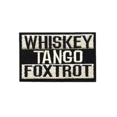 Imagem de Ruoming 1 peça de emblema de uísque tango Foxtrot bordado emblema engraçado aplique de ferro na costura no emblema (marrom), 8 x 5 cm