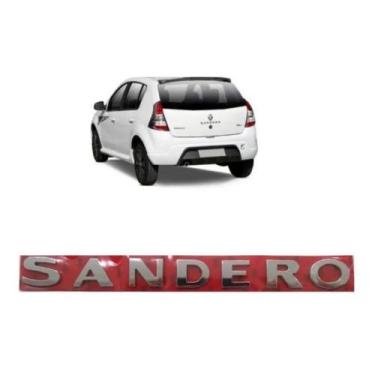 Imagem de emblema letreiro Renault Sandero porta mala cromado ano modelo 2013 at