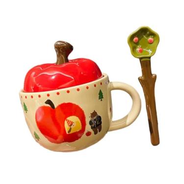 Imagem de Generic Caneca de café de cerâmica, xícara de café, adereços para fotos, xícara de chá reutilizável com tampa, suporte para escritório, festa de casamento, Urso