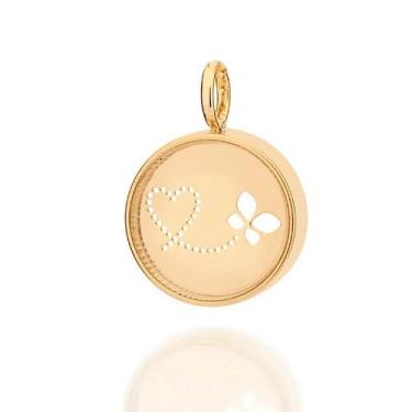 Imagem de Pingente banhado ouro 3x 24k 18k e 22k feminino borboleta coração redo
