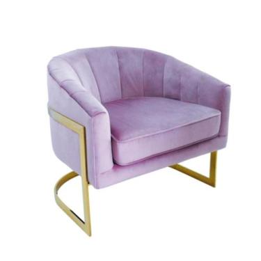 Imagem de Poltrona Armação Metal Dourado Estofado Lilás Luxo - LUXdécor Casa e J
